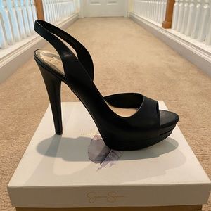 Brand New, JS Black Open Toe Pump, size 10